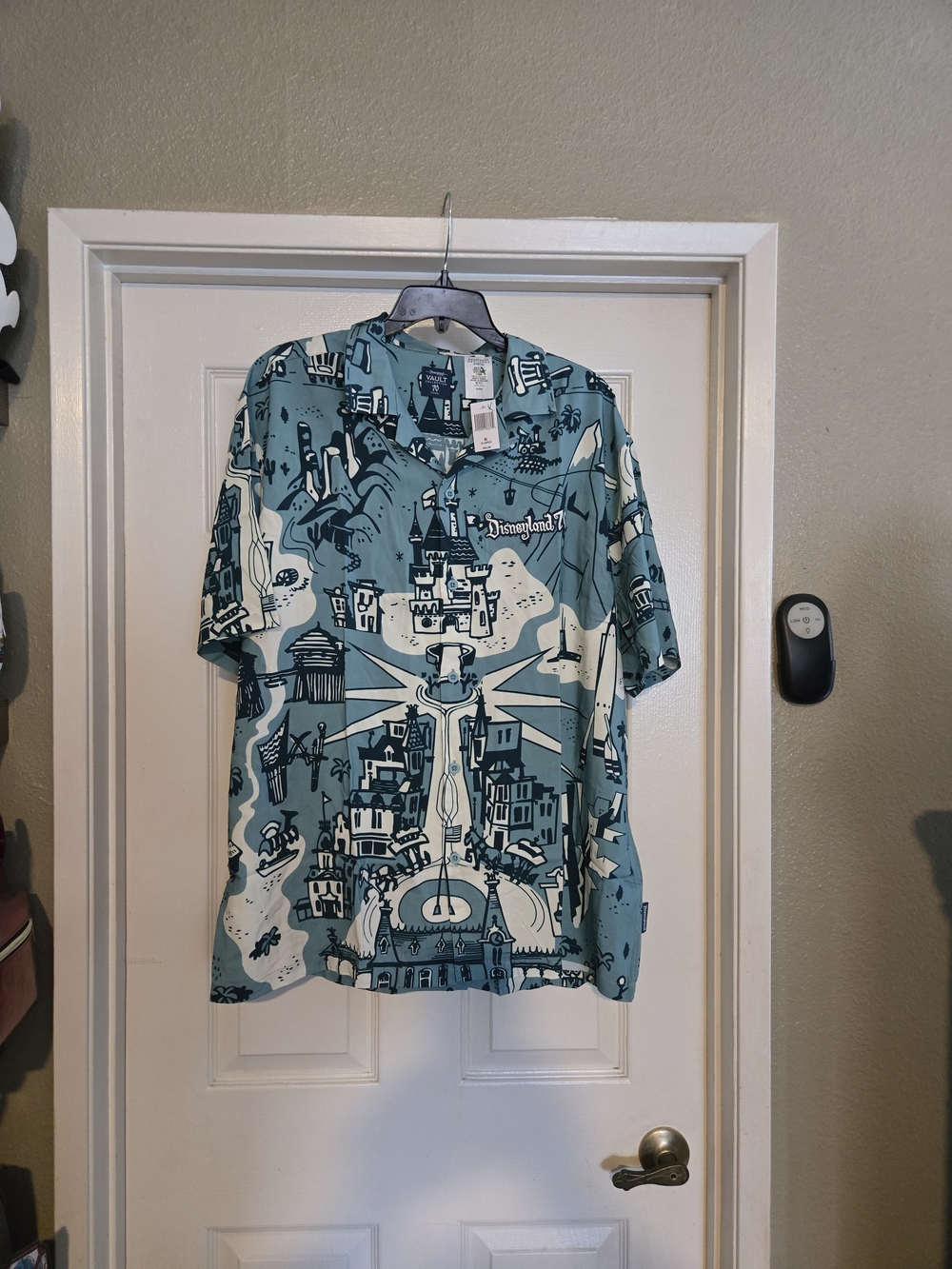 Disneyland 70 Celebration Vault Collection Teal Graphic Button Down Men’s Shirt
